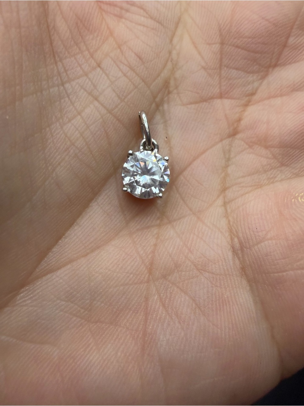 Round Clear Cubic Zirconia Pendant in Silver